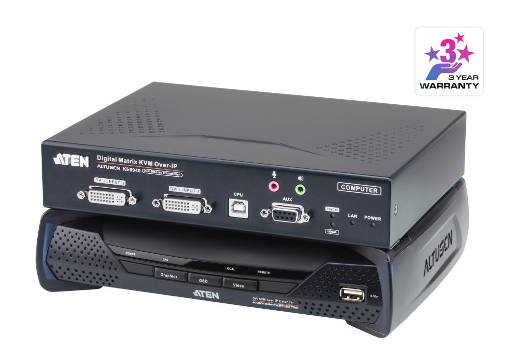 ATEN KE6940 Dual-Display DVI-I KVM over IP Extender