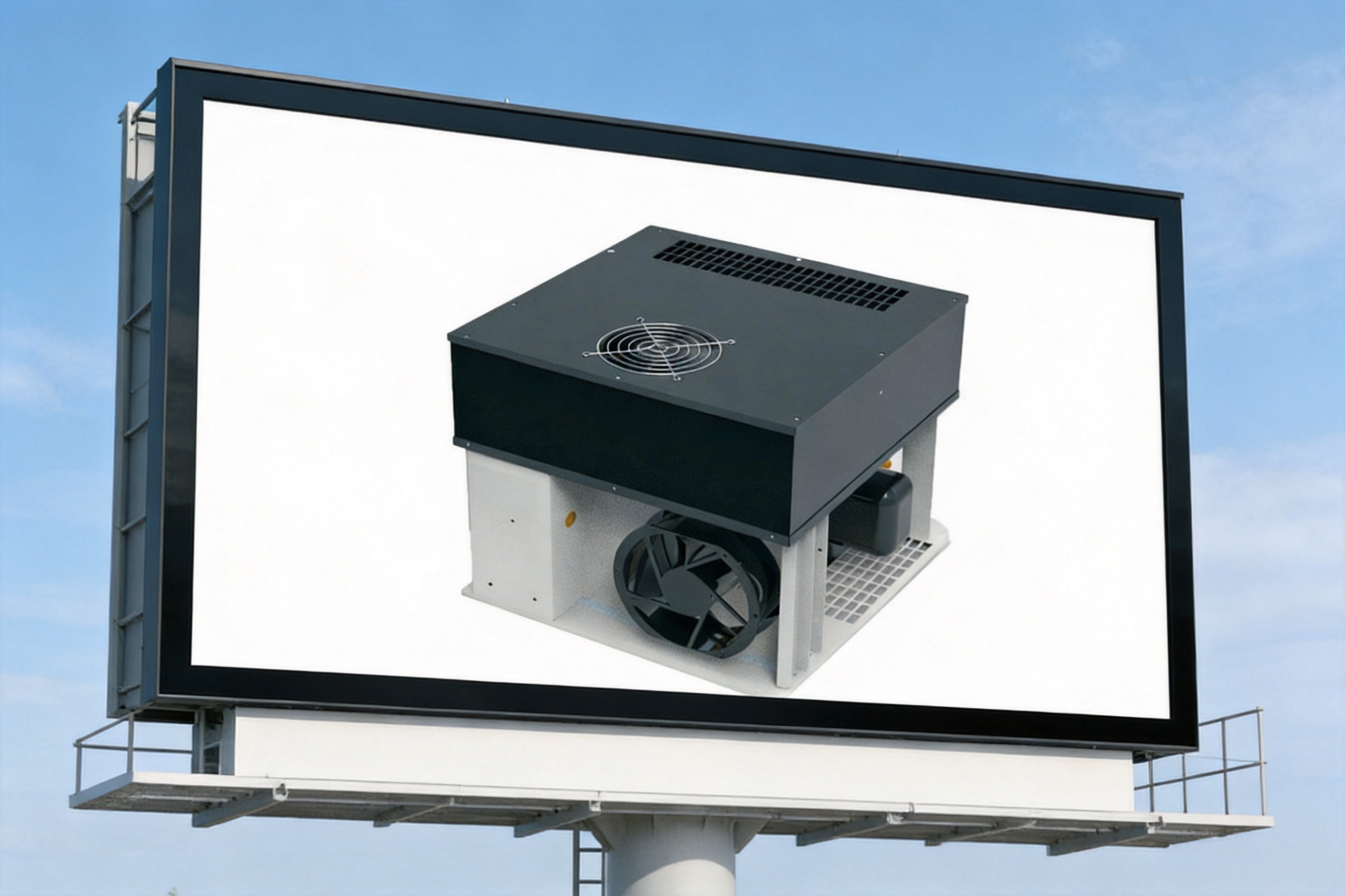 Billboard air conditioner installed behind outdoor display screen