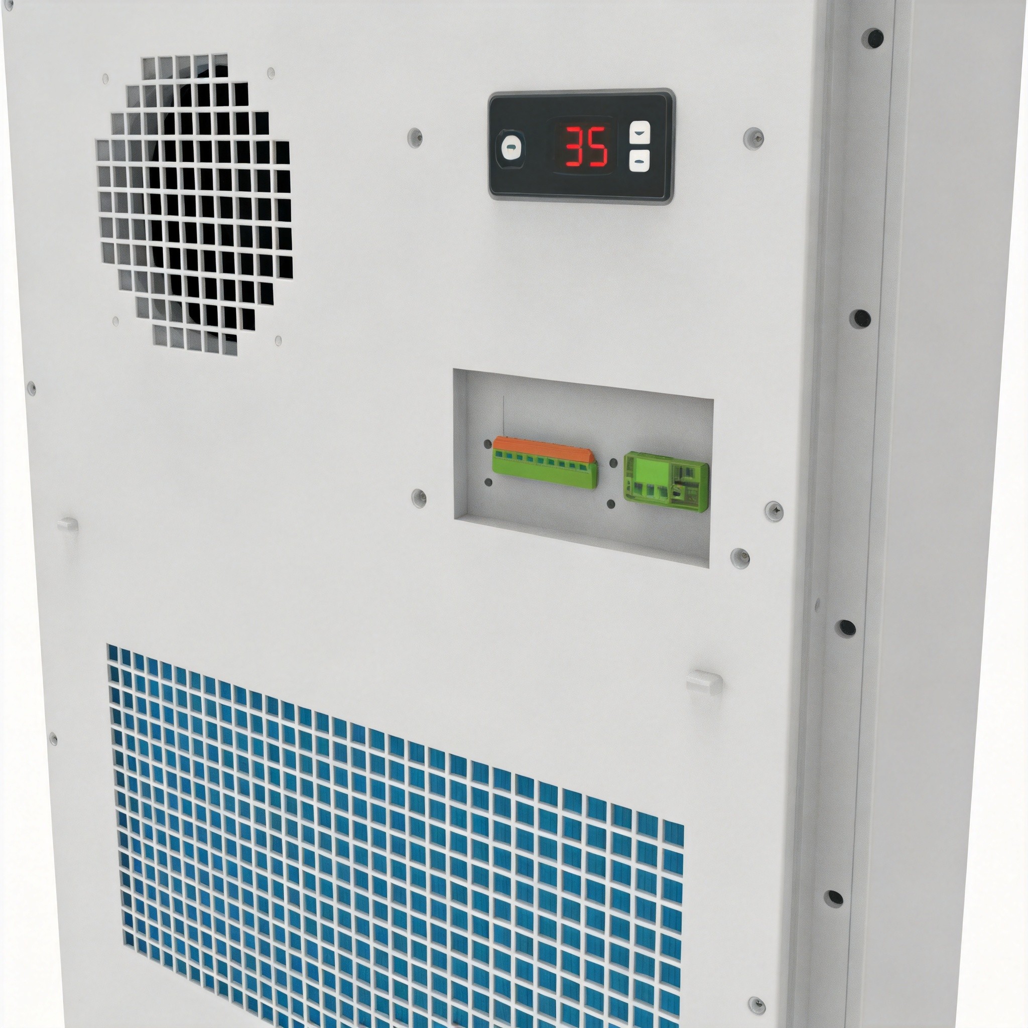 Combo air conditioner front view with digital control panel
