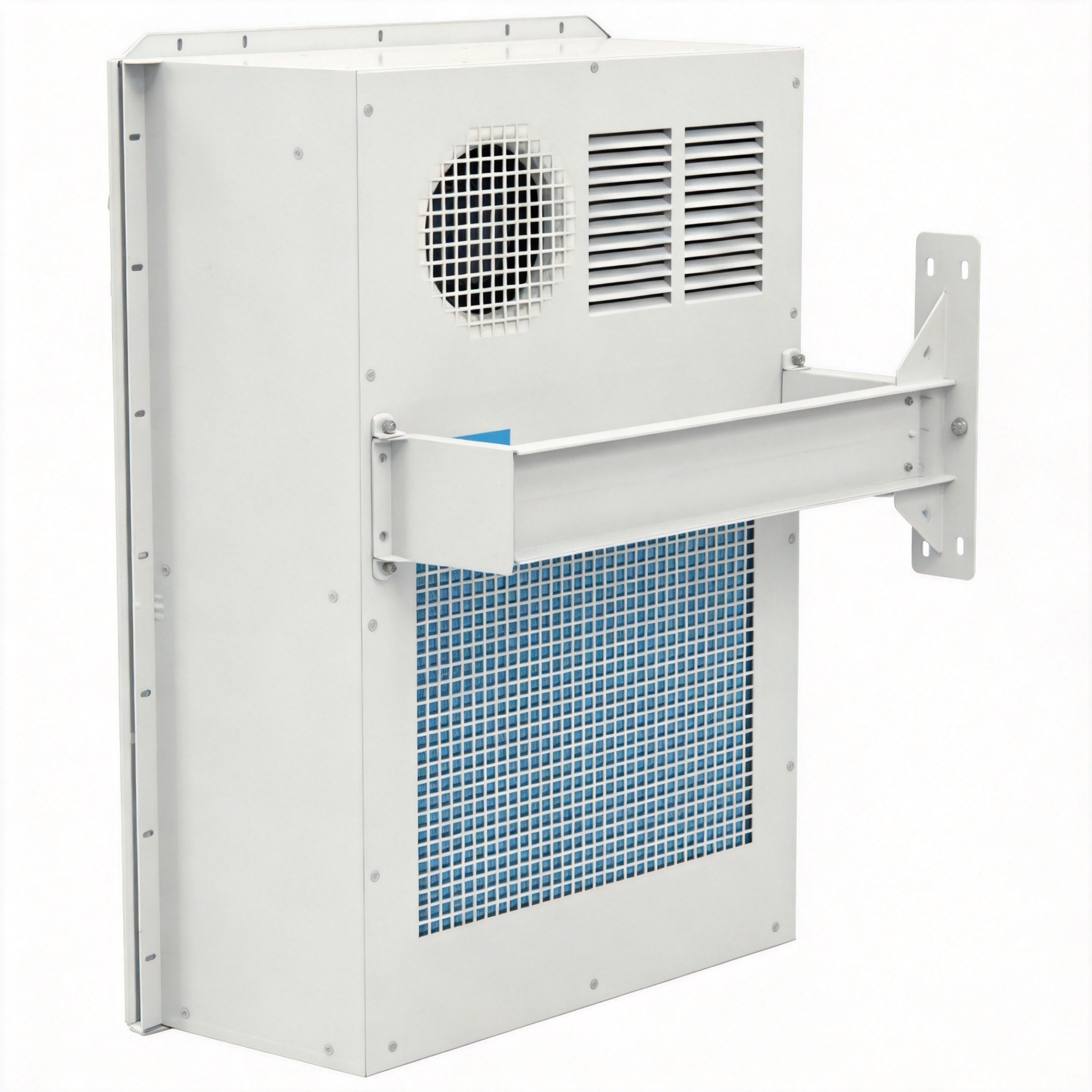 DC cabinet air conditioner rear view with mounting bracket