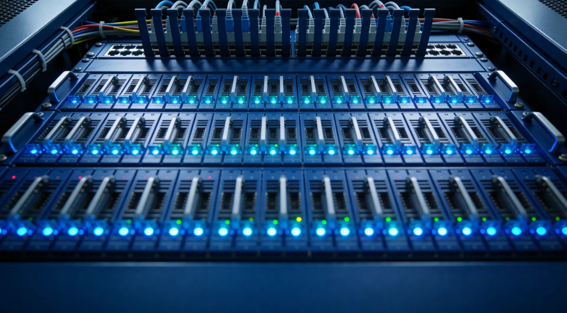 SFP optical modules plugged into switch ports